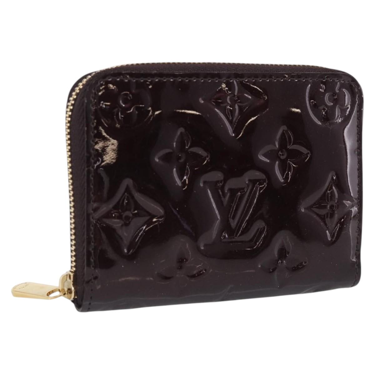 LOUIS VUITTON Monogram Vernis Zippy Coin Purse Rouge Favist M91534 Auth SK453A