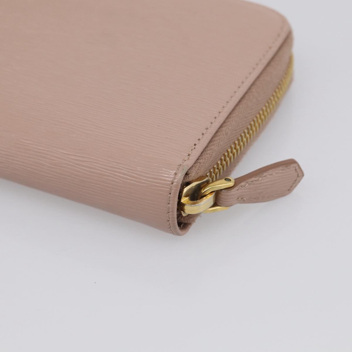 PRADA Long Wallet Safiano Leather Pink Gold Auth SK454