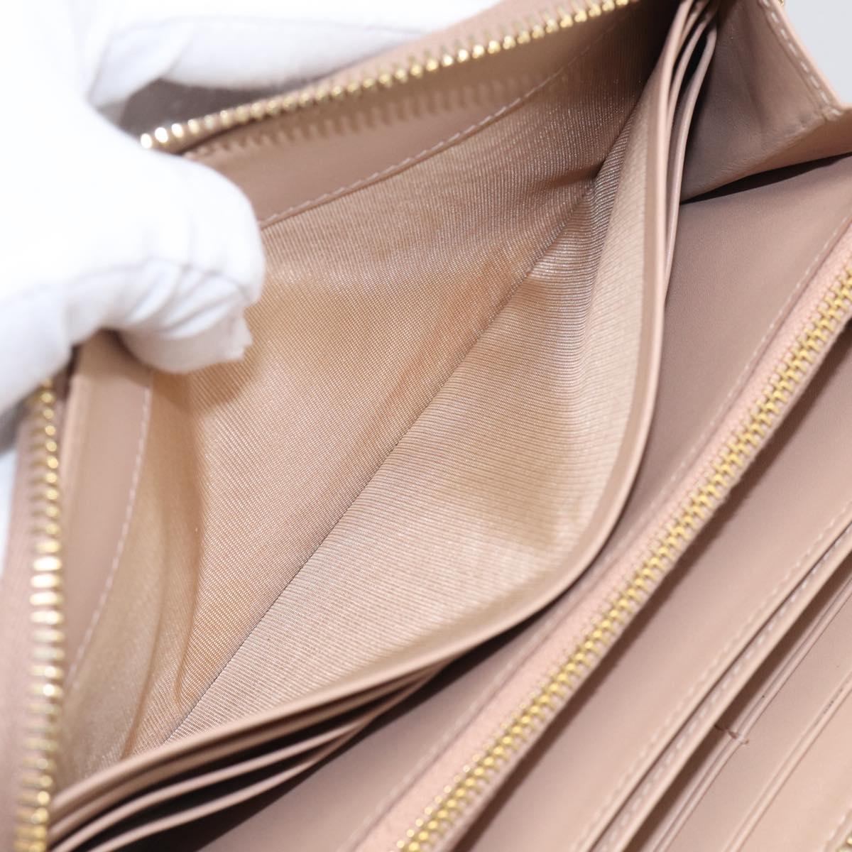 PRADA Long Wallet Safiano Leather Pink Gold Auth SK454