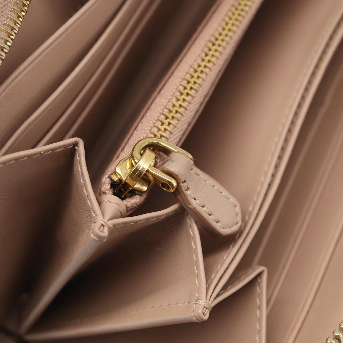 PRADA Long Wallet Safiano Leather Pink Gold Auth SK454
