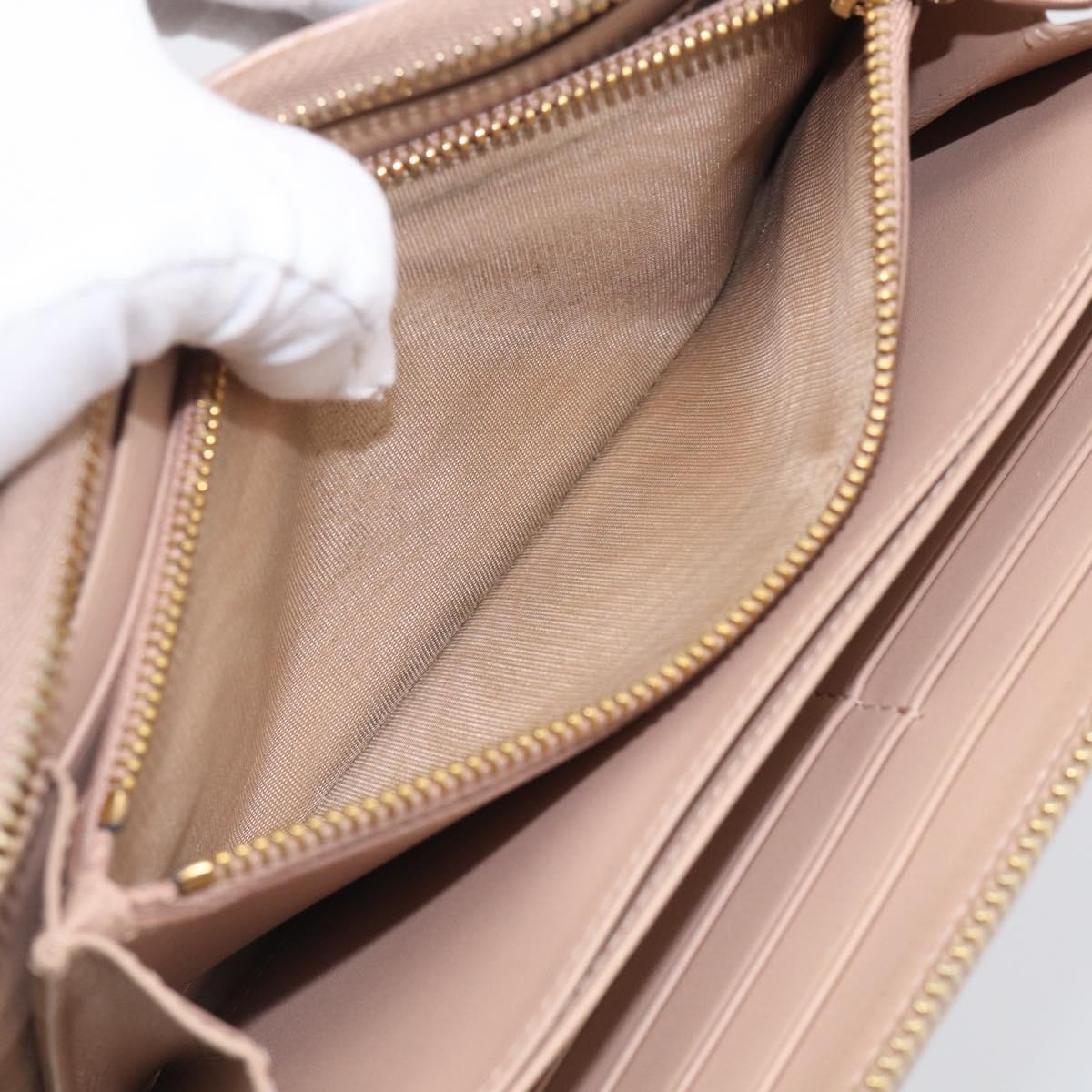 PRADA Long Wallet Safiano Leather Pink Gold Auth SK454