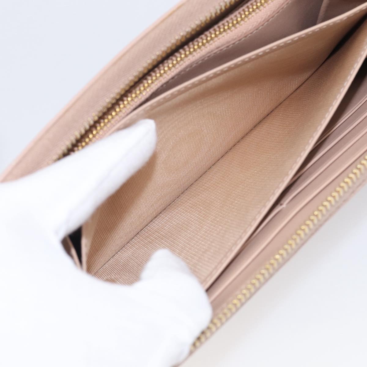 PRADA Long Wallet Safiano Leather Pink Gold Auth SK454