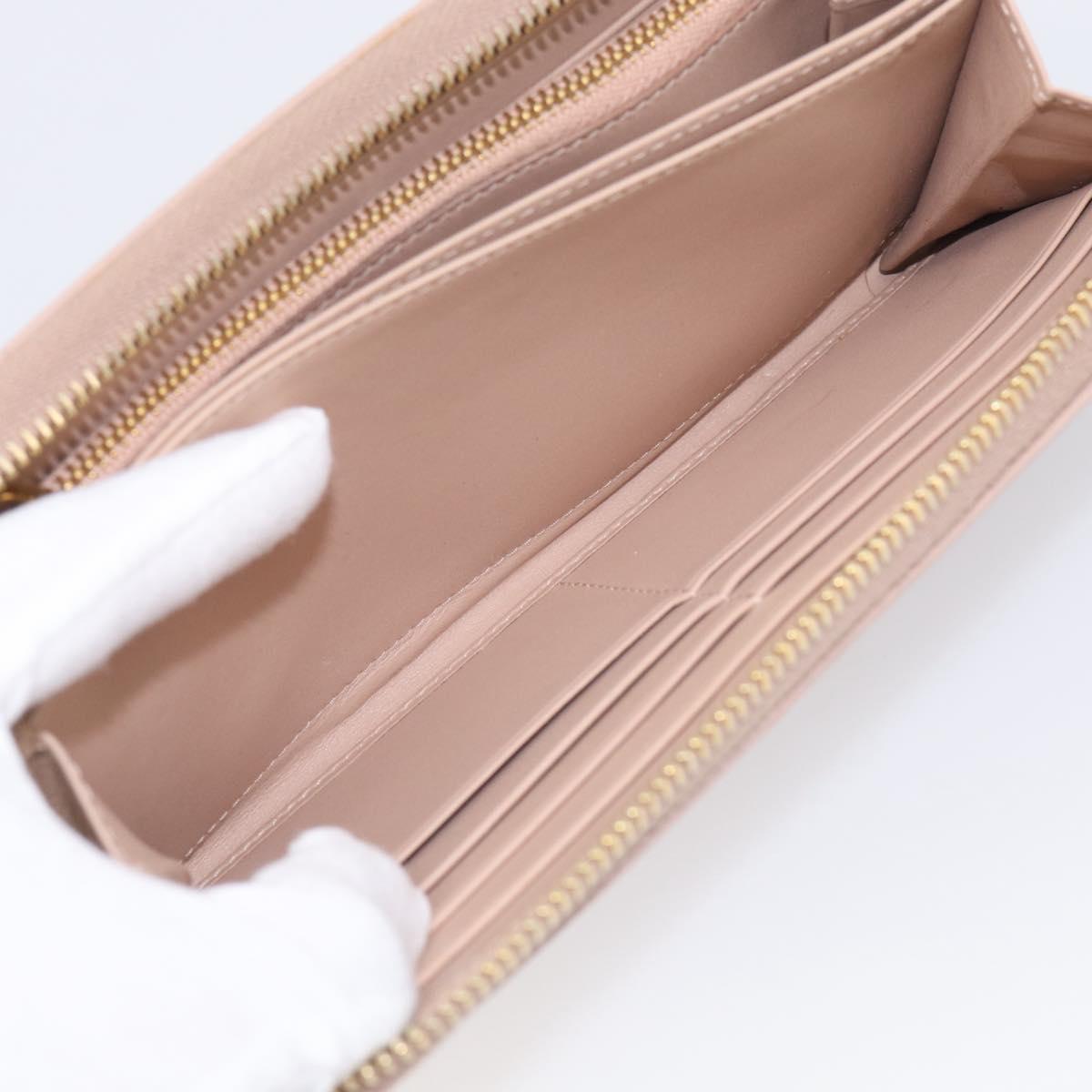 PRADA Long Wallet Safiano Leather Pink Gold Auth SK454