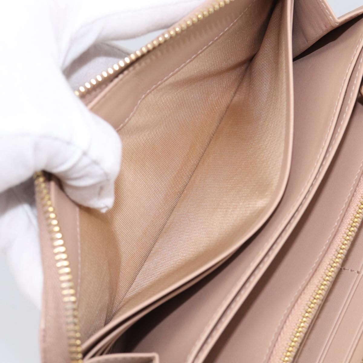 PRADA Long Wallet Safiano Leather Pink Gold Auth SK454