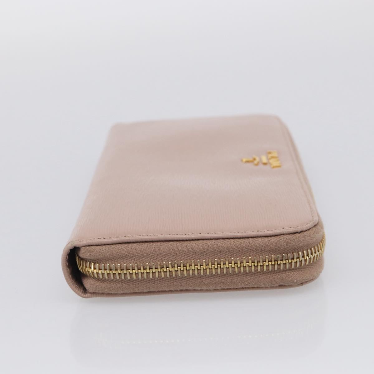 PRADA Long Wallet Safiano Leather Pink Gold Auth SK454