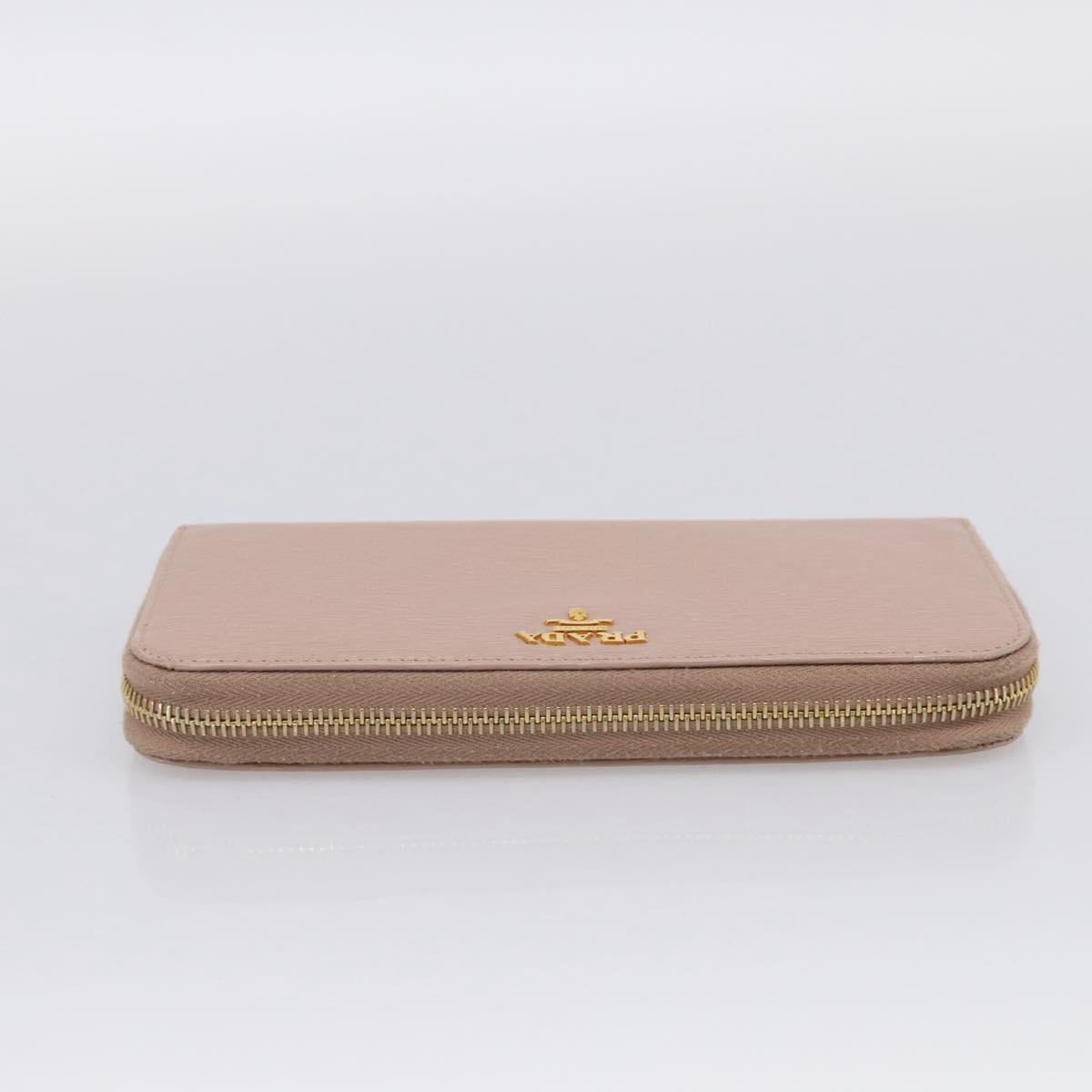 PRADA Long Wallet Safiano Leather Pink Gold Auth SK454