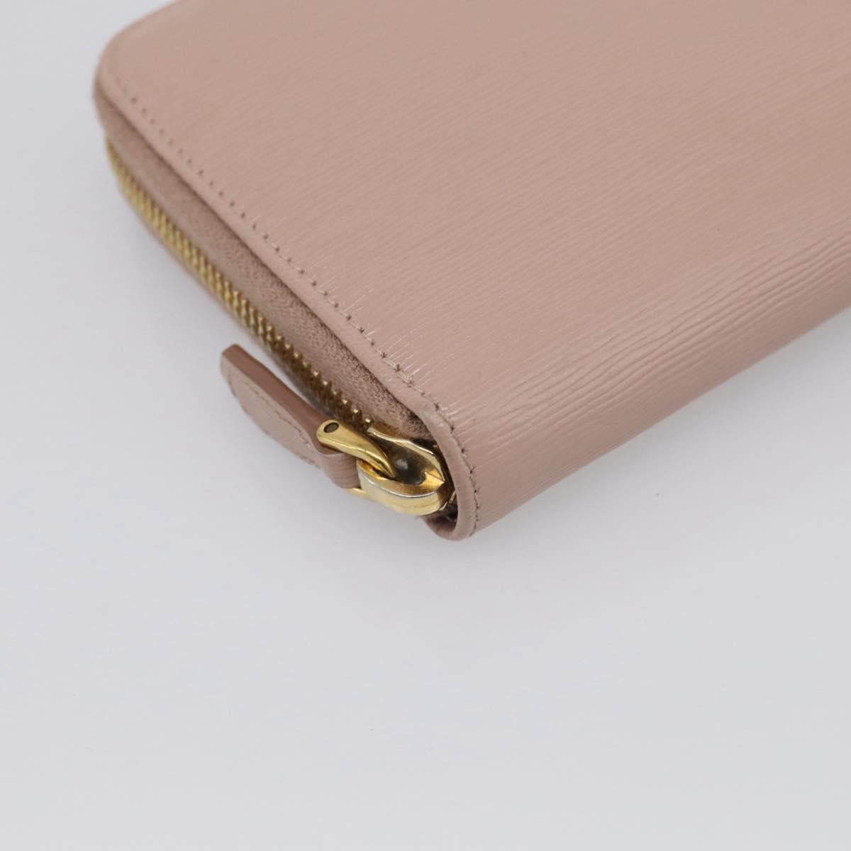 PRADA Long Wallet Safiano Leather Pink Gold Auth SK454