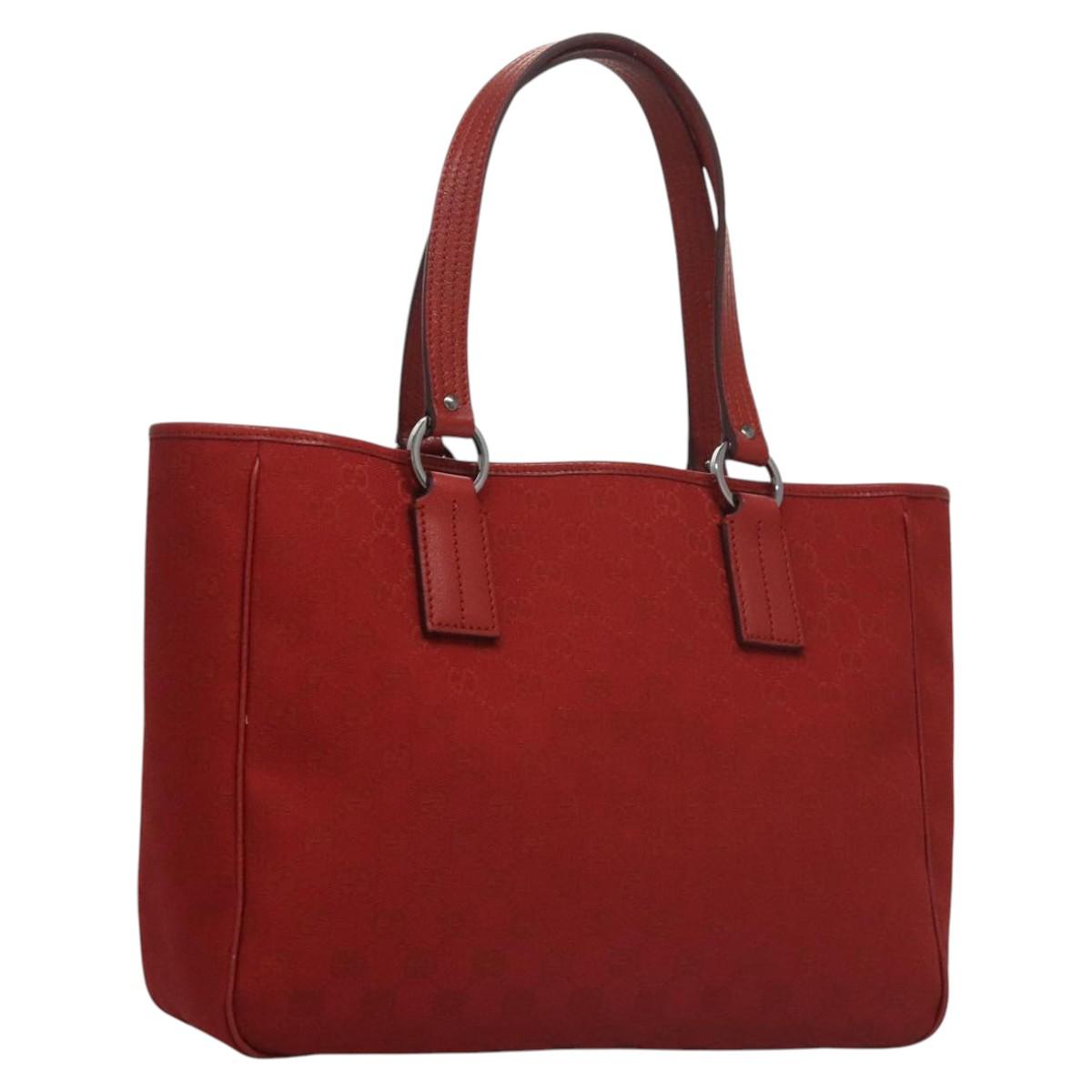 GUCCI GG Canvas Tote Bag Red 113017 Auth SW001V