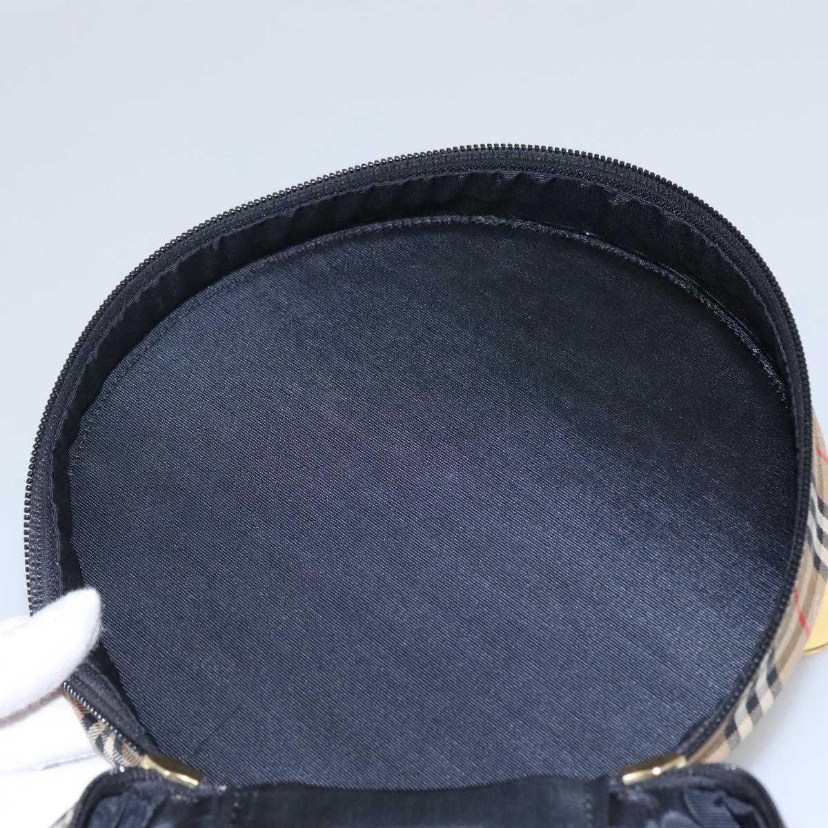 Burberrys Nova Check Vanity Cosmetic Pouch Canvas Beige Gold Auth SW019