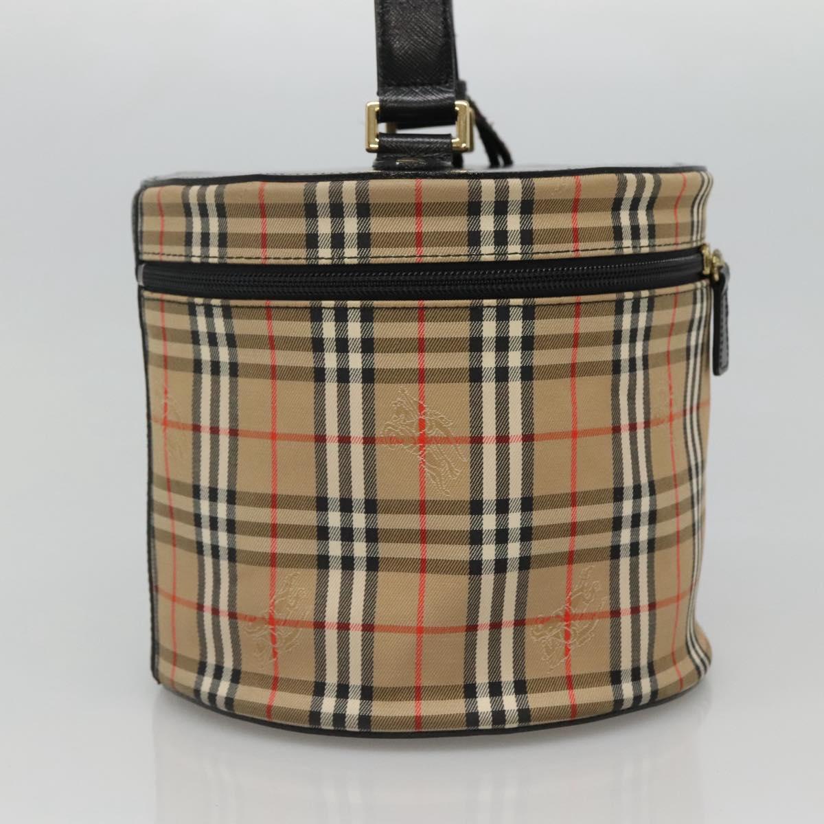 Burberrys Nova Check Vanity Cosmetic Pouch Canvas Beige Gold Auth SW019