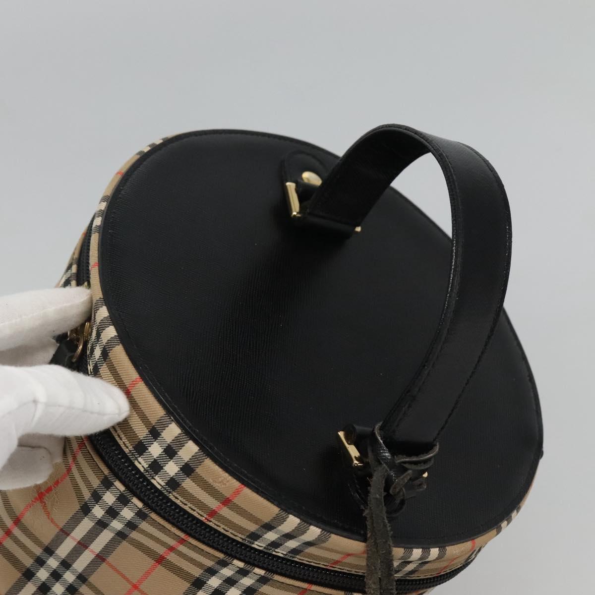 Burberrys Nova Check Vanity Cosmetic Pouch Canvas Beige Gold Auth SW019