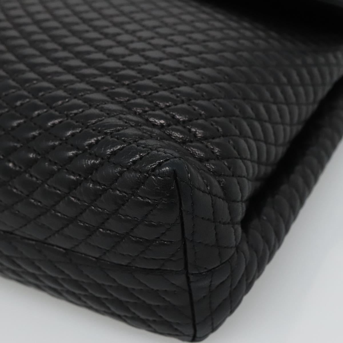 BALLY Quilted Hand Bag Leather Black Auth SW022