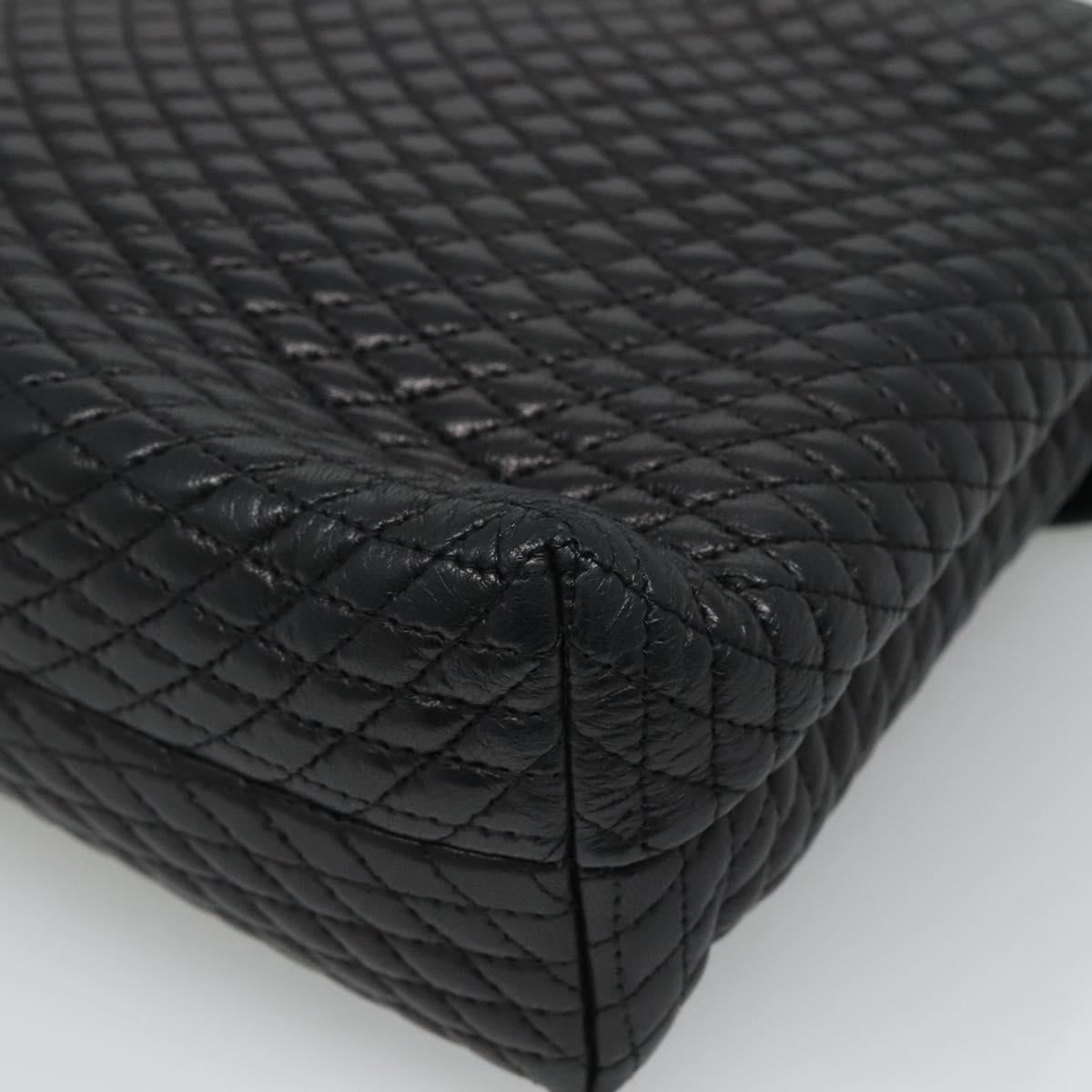 BALLY Quilted Hand Bag Leather Black Auth SW022
