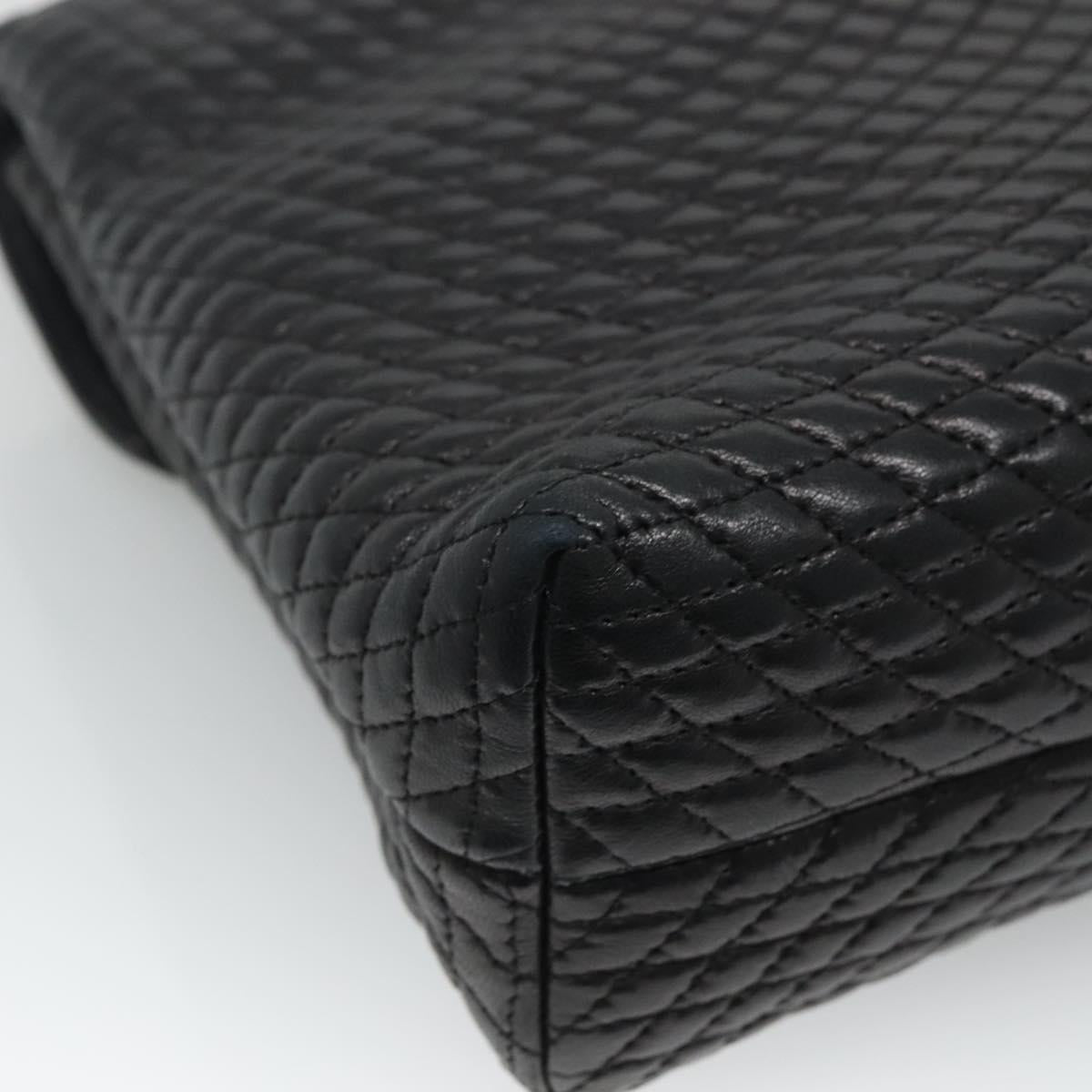BALLY Quilted Hand Bag Leather Black Auth SW022