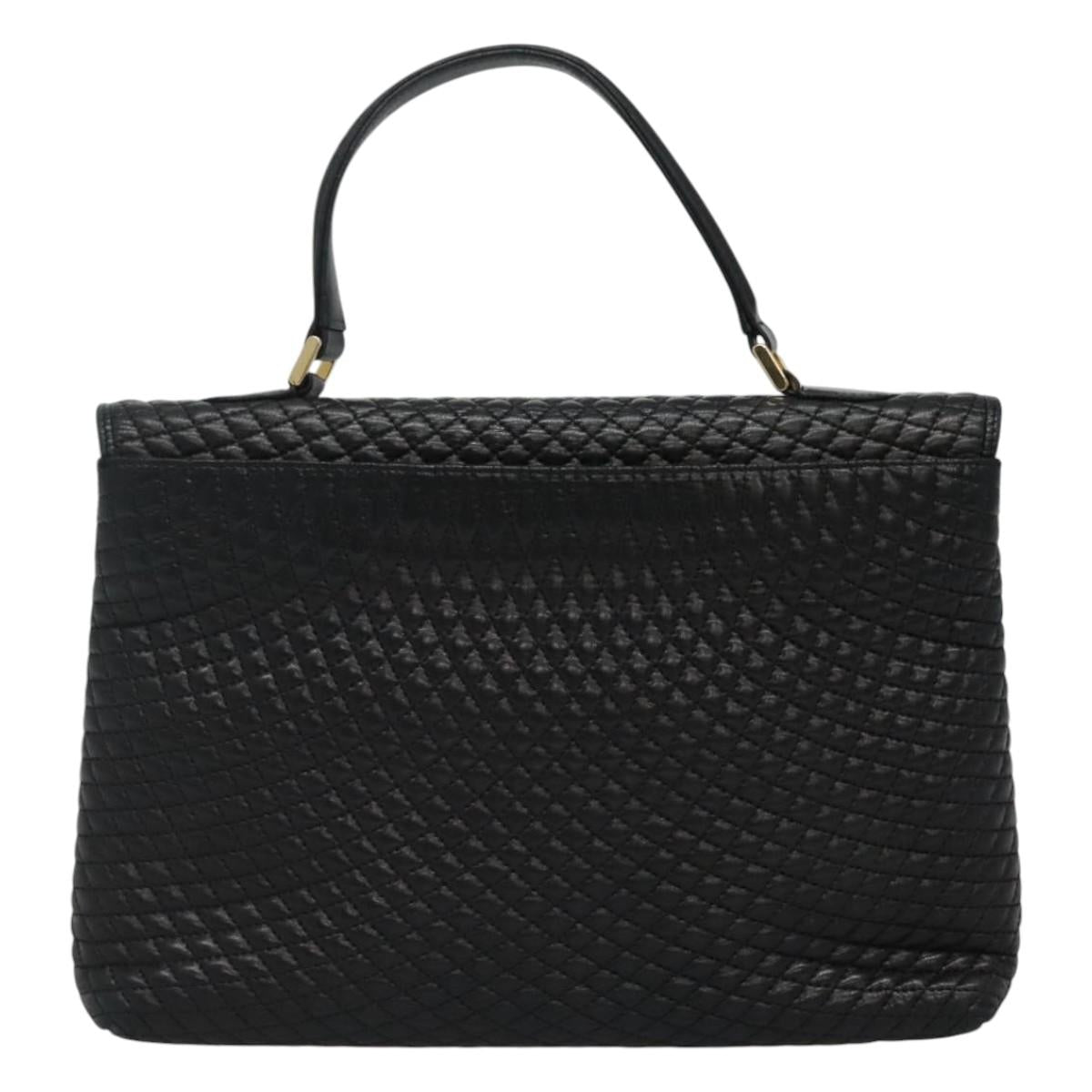BALLY Quilted Hand Bag Leather Black Auth SW022