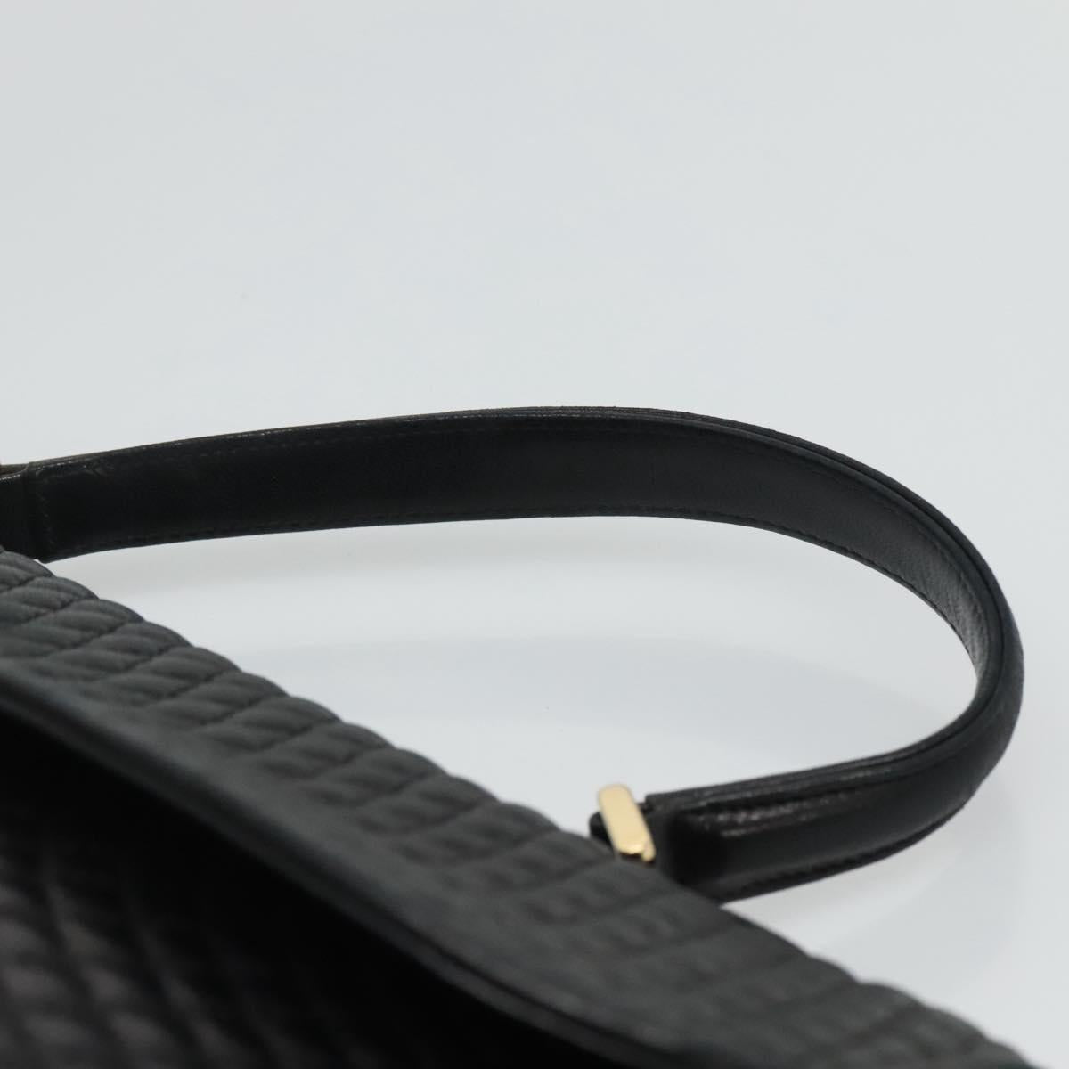 BALLY Quilted Hand Bag Leather Black Auth SW022