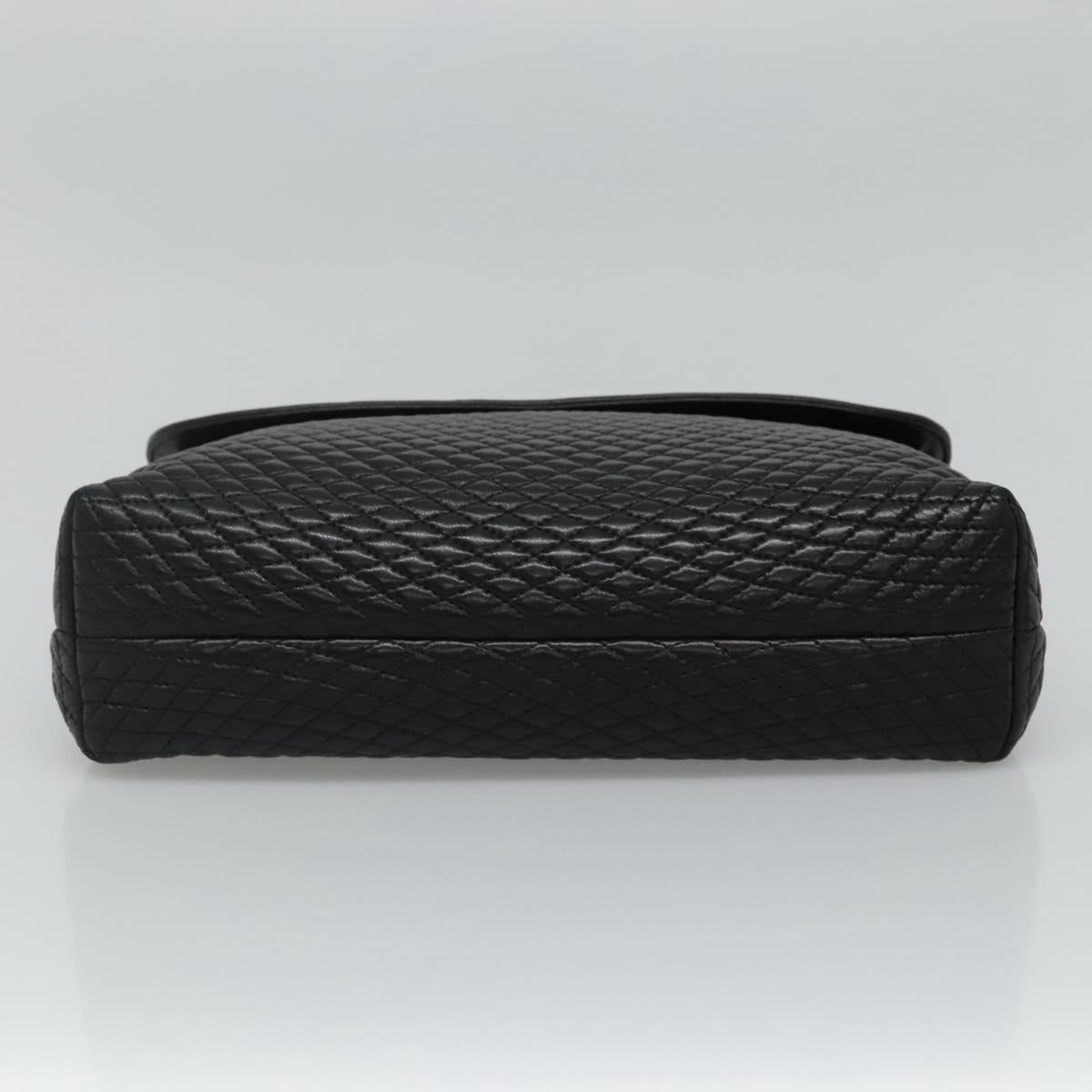 BALLY Quilted Hand Bag Leather Black Auth SW022