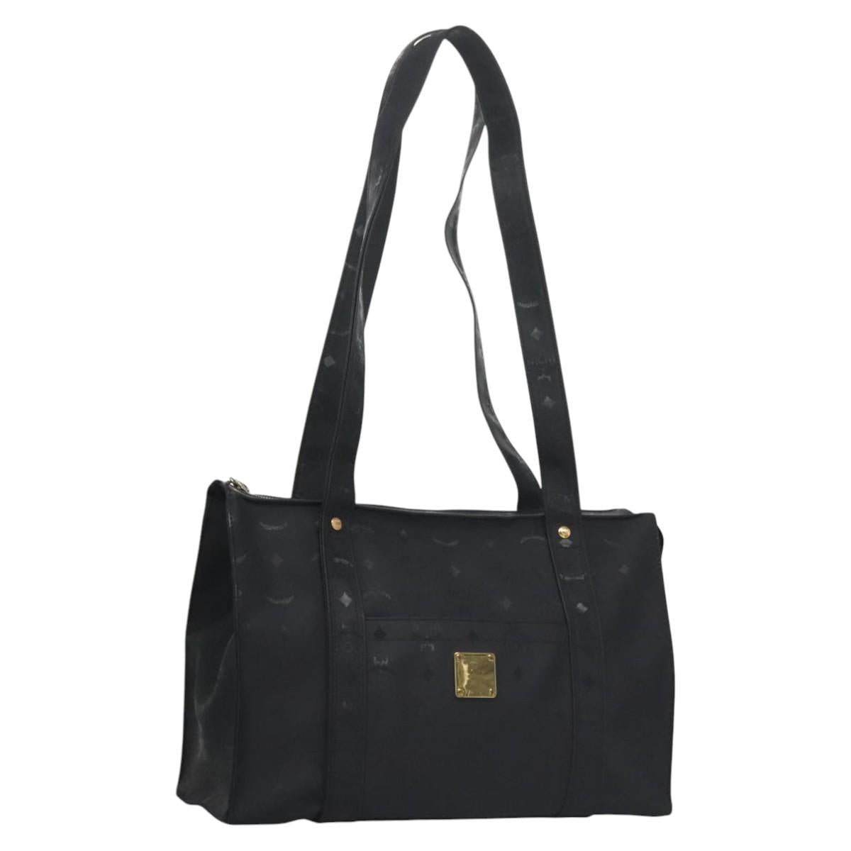 MCM Vicetos Logogram Shoulder Bag PVC Black Auth SW023