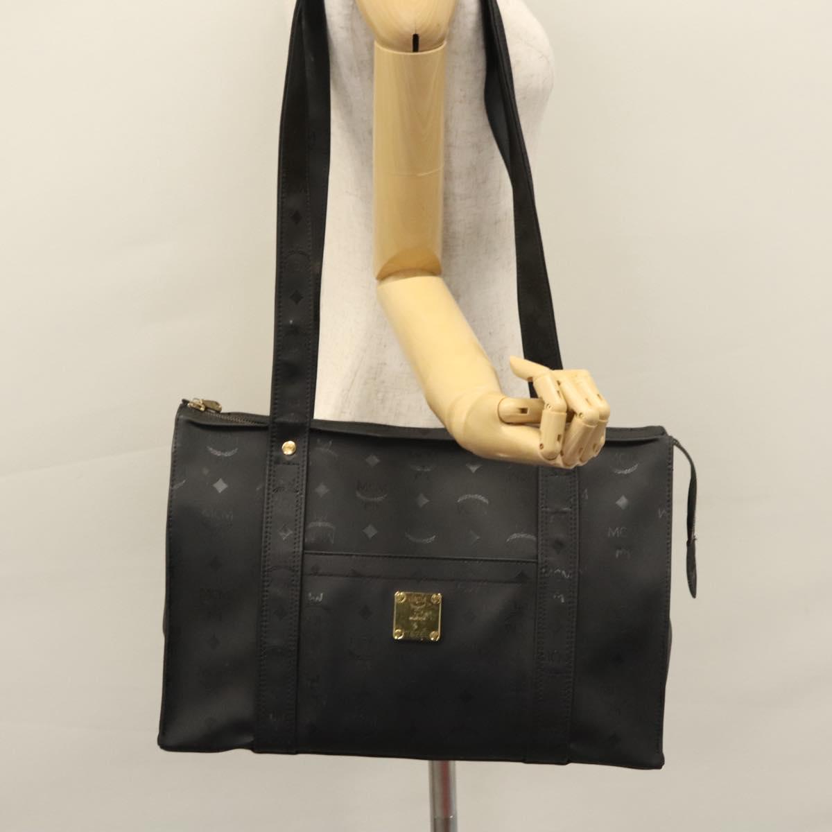 MCM Vicetos Logogram Shoulder Bag PVC Black Auth SW023