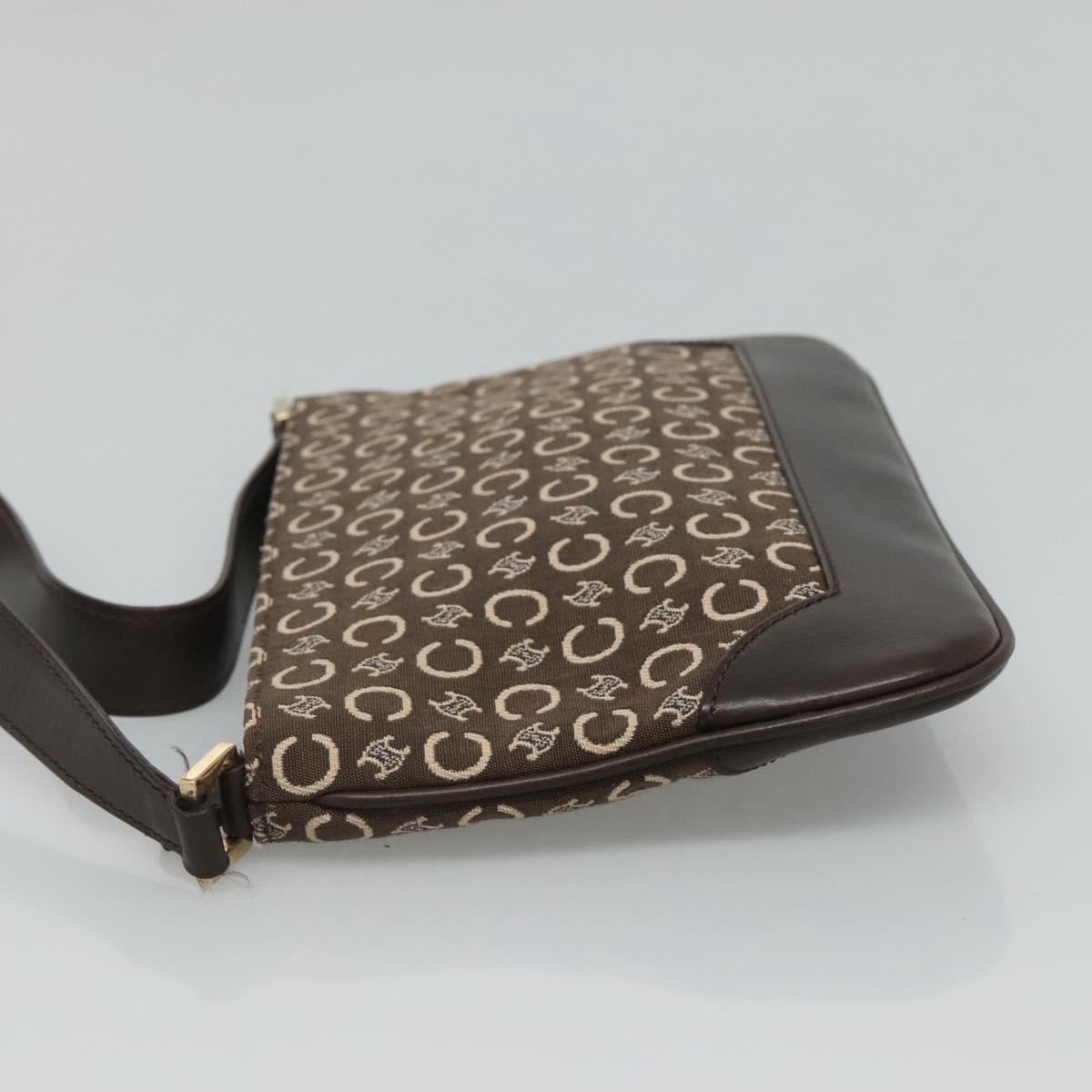 CELINE C Macadam Canvas Shoulder Bag Brown Auth SW036