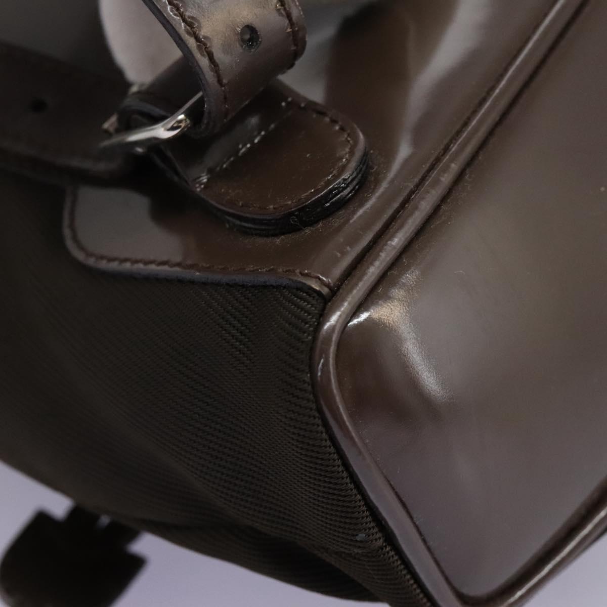 GUCCI Bamboo Backpack Nylon Brown Silver 003 1998 0030 Auth sw096