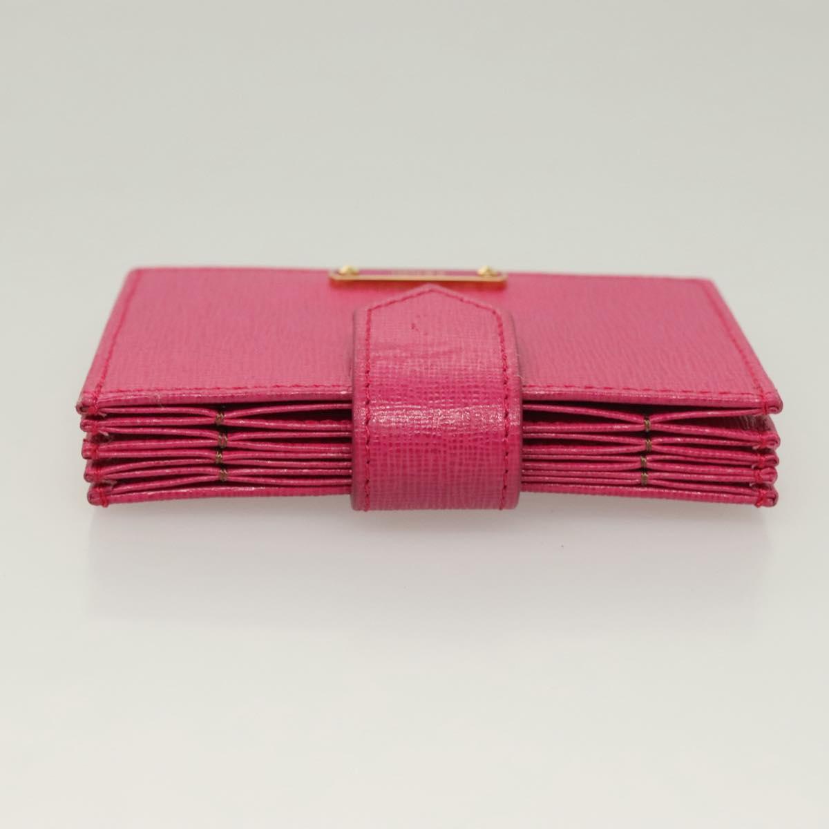 FENDI Card Case Leather Pink Gold Auth SW1004