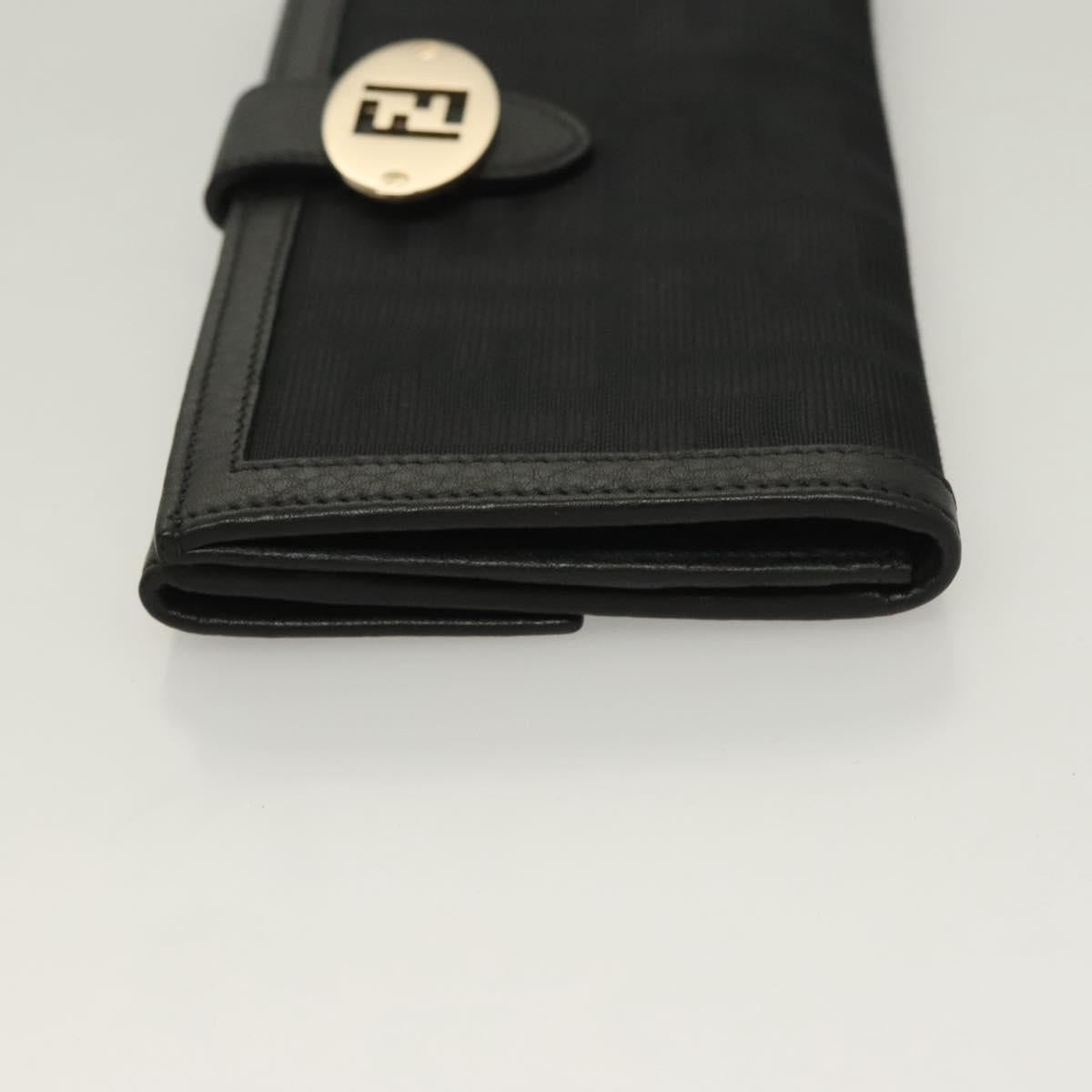 FENDI Zucca Canvas Long Wallet Black Auth SW1005