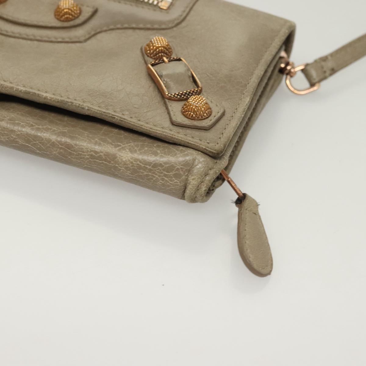 BALENCIAGA Wallet Giant Shoulder Bag Leather Beige 253055 Auth SW1009