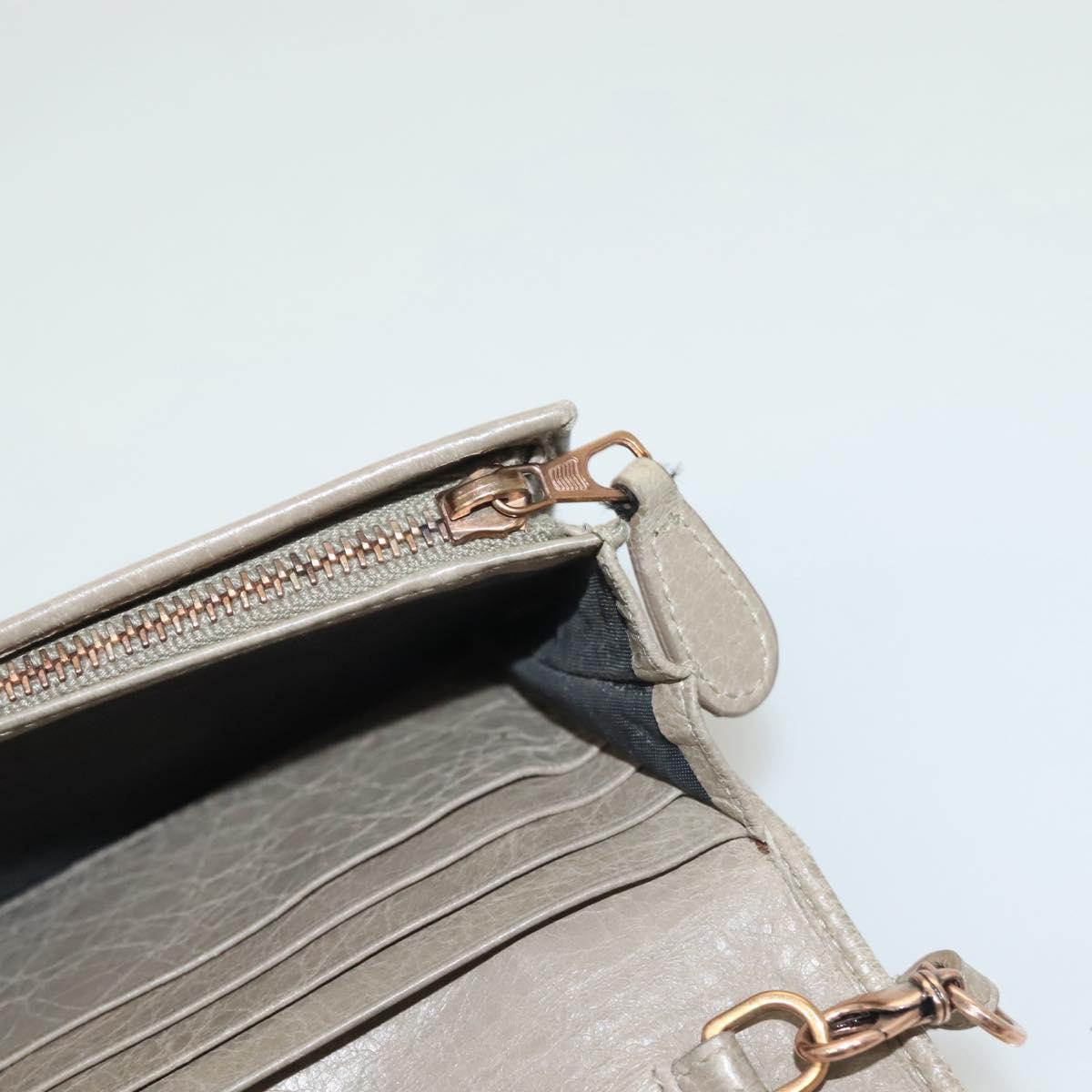 BALENCIAGA Wallet Giant Shoulder Bag Leather Beige 253055 Auth SW1009