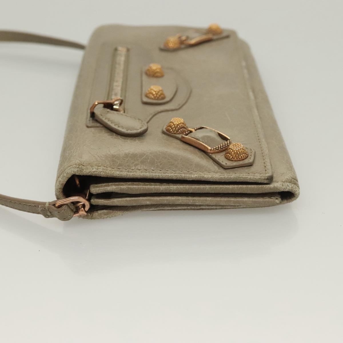 BALENCIAGA Wallet Giant Shoulder Bag Leather Beige 253055 Auth SW1009