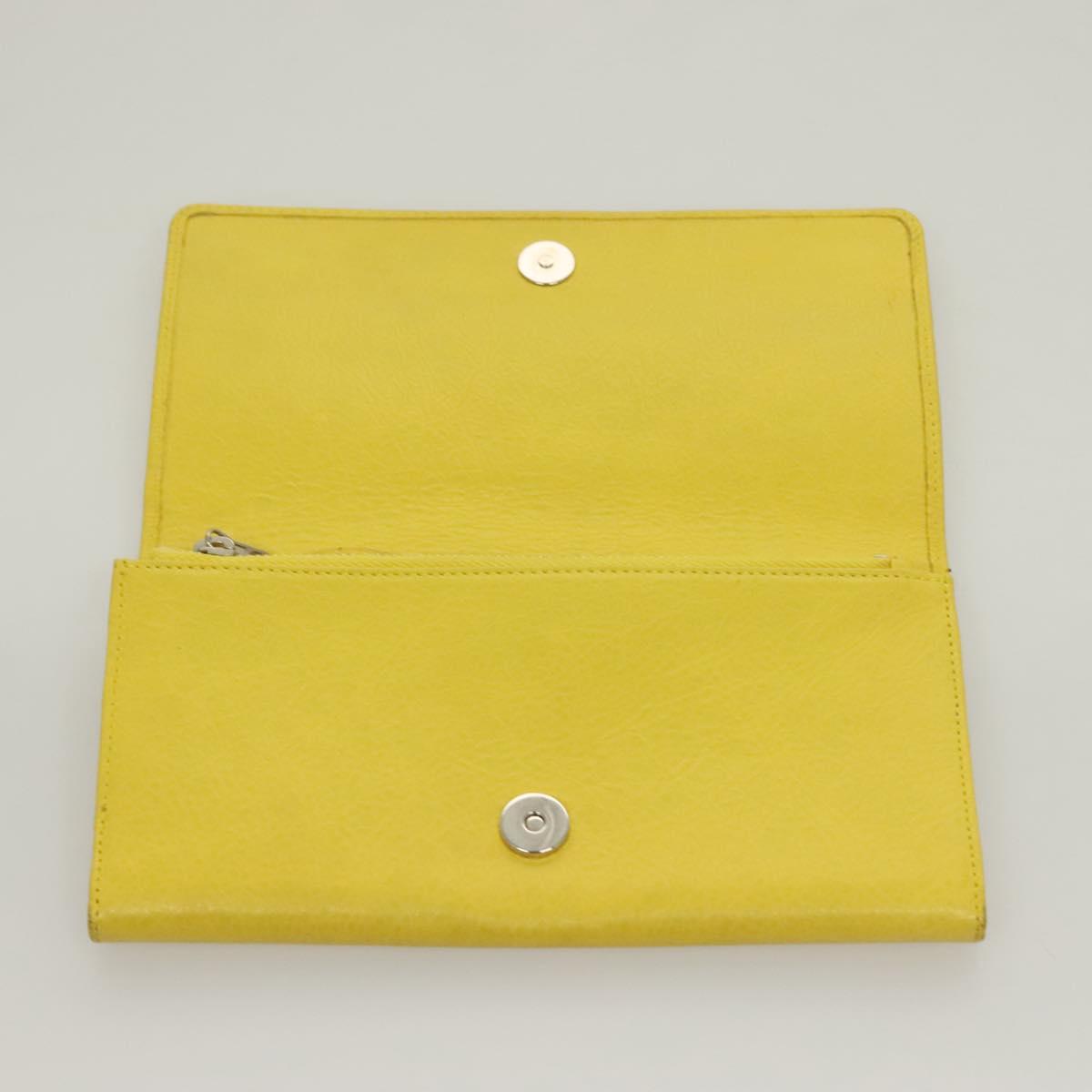 BALENCIAGA Long Wallet Leather Yellow 233599 Auth SW1010