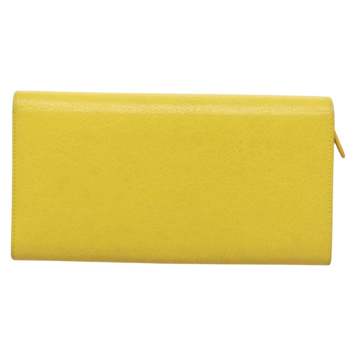 BALENCIAGA Long Wallet Leather Yellow 233599 Auth SW1010