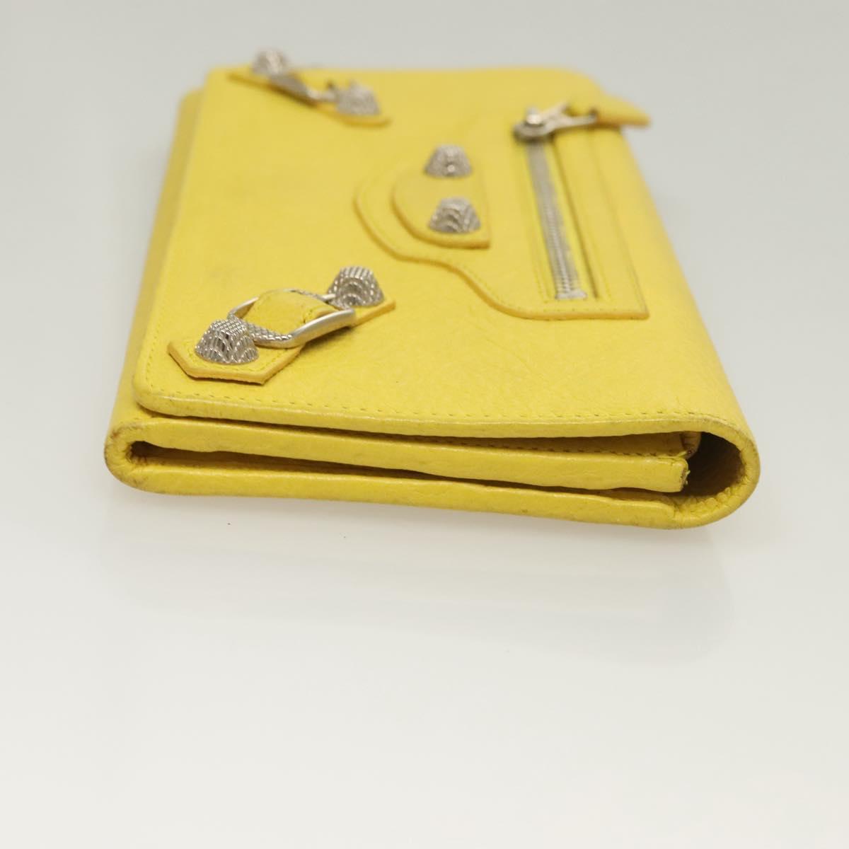 BALENCIAGA Long Wallet Leather Yellow 233599 Auth SW1010