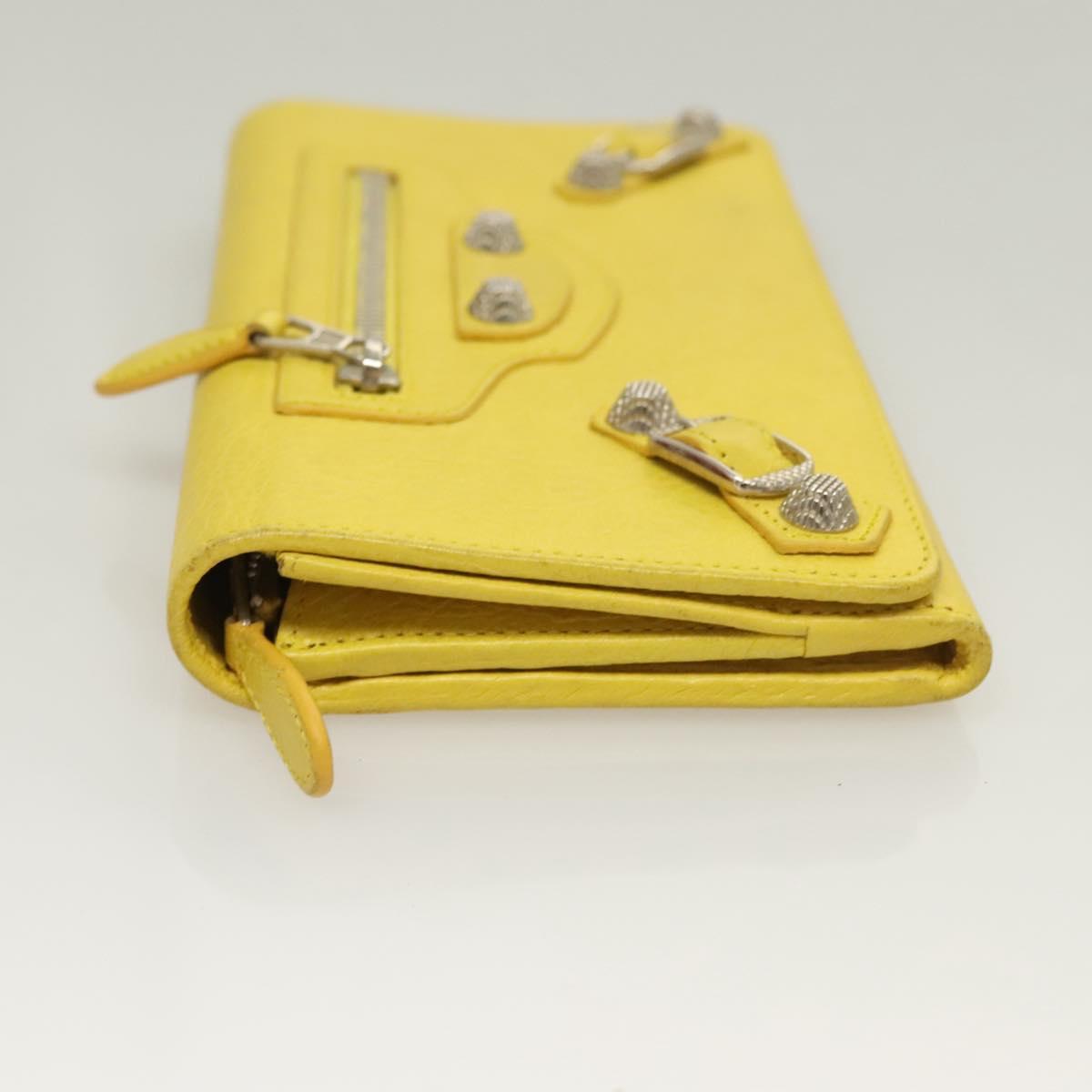 BALENCIAGA Long Wallet Leather Yellow 233599 Auth SW1010