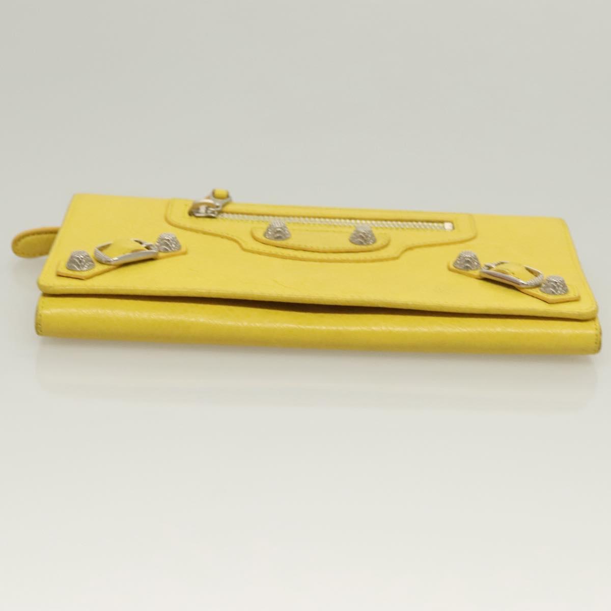 BALENCIAGA Long Wallet Leather Yellow 233599 Auth SW1010