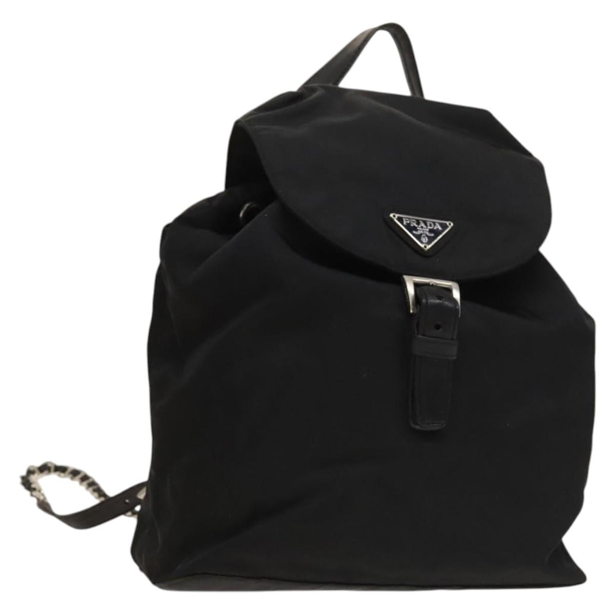 PRADA Backpack Nylon Black Silver Auth SW1014