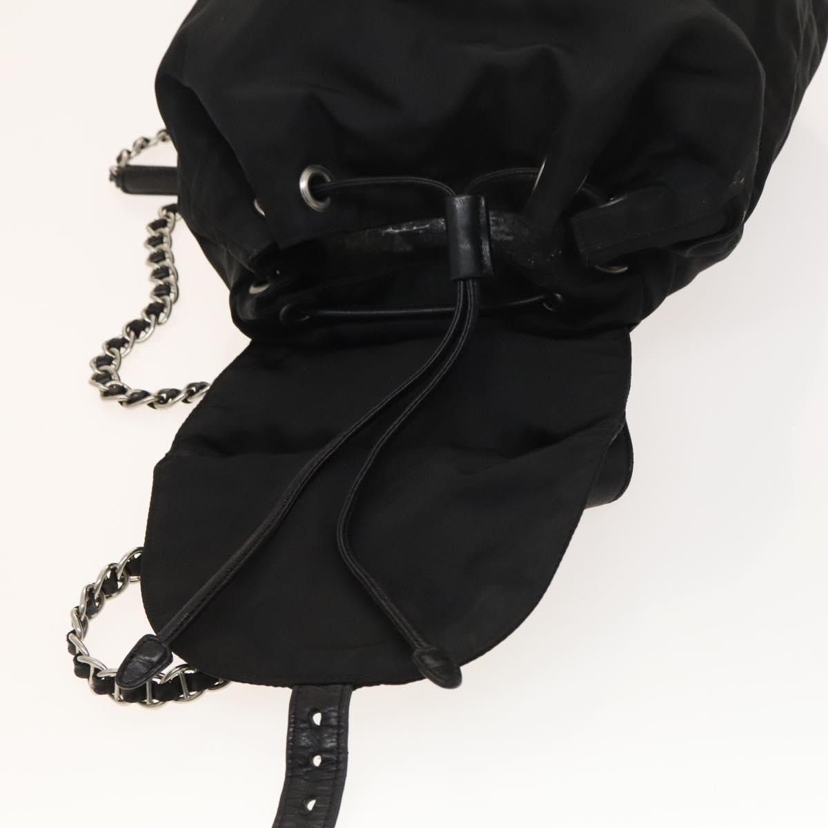 PRADA Backpack Nylon Black Silver Auth SW1014