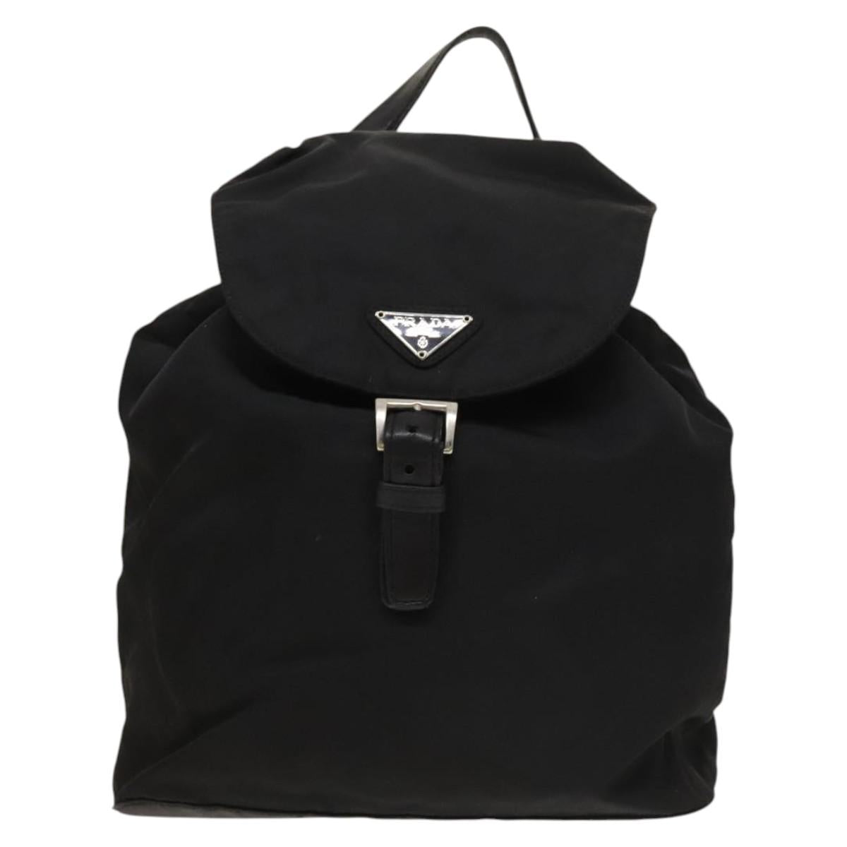 PRADA Backpack Nylon Black Silver Auth SW1014