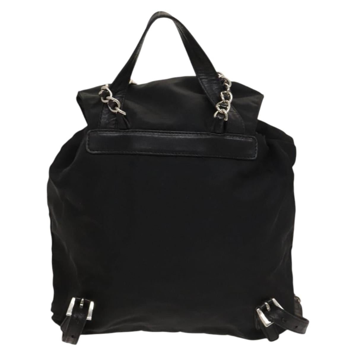 PRADA Backpack Nylon Black Silver Auth SW1014