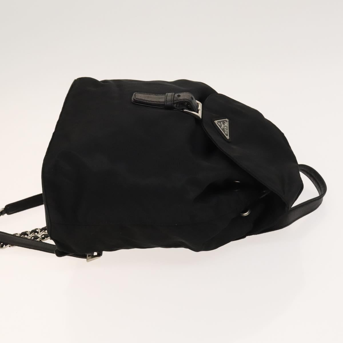 PRADA Backpack Nylon Black Silver Auth SW1014