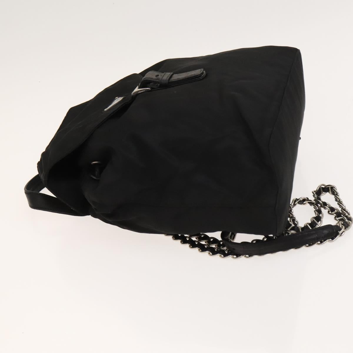PRADA Backpack Nylon Black Silver Auth SW1014
