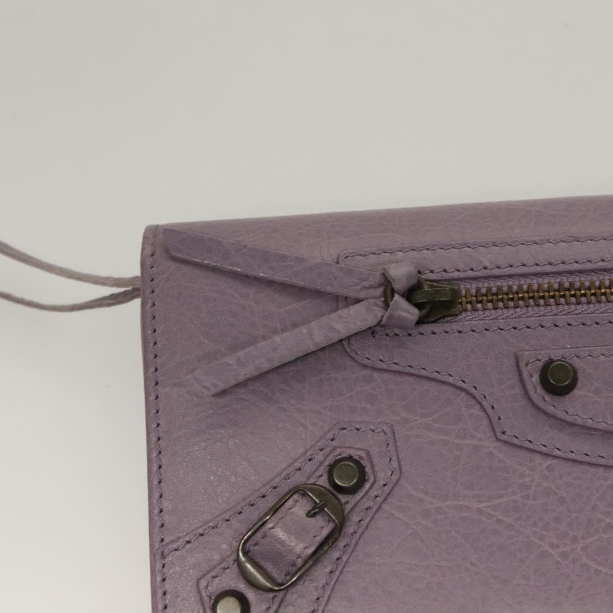 BALENCIAGA Classic Continental Zip Wallet Leather Purple 253038 Auth SW1026M