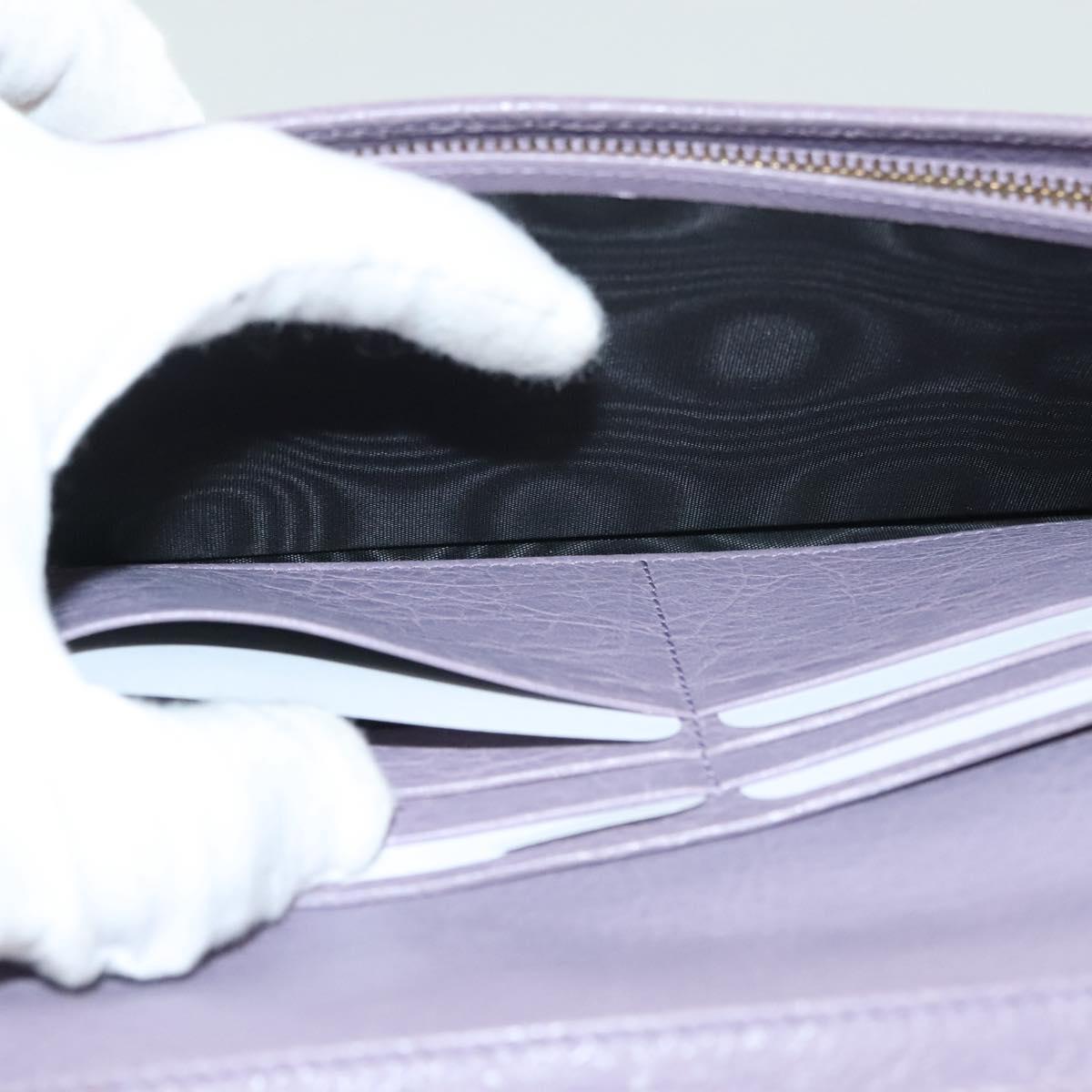BALENCIAGA Classic Continental Zip Wallet Leather Purple 253038 Auth SW1026M