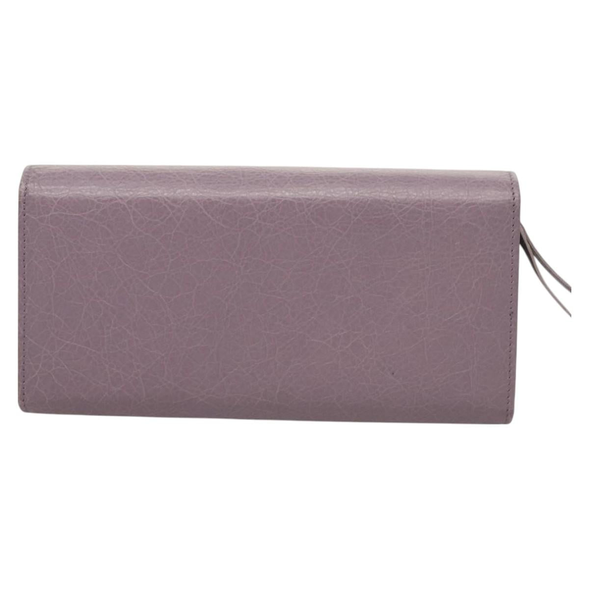 BALENCIAGA Classic Continental Zip Wallet Leather Purple 253038 Auth SW1026M