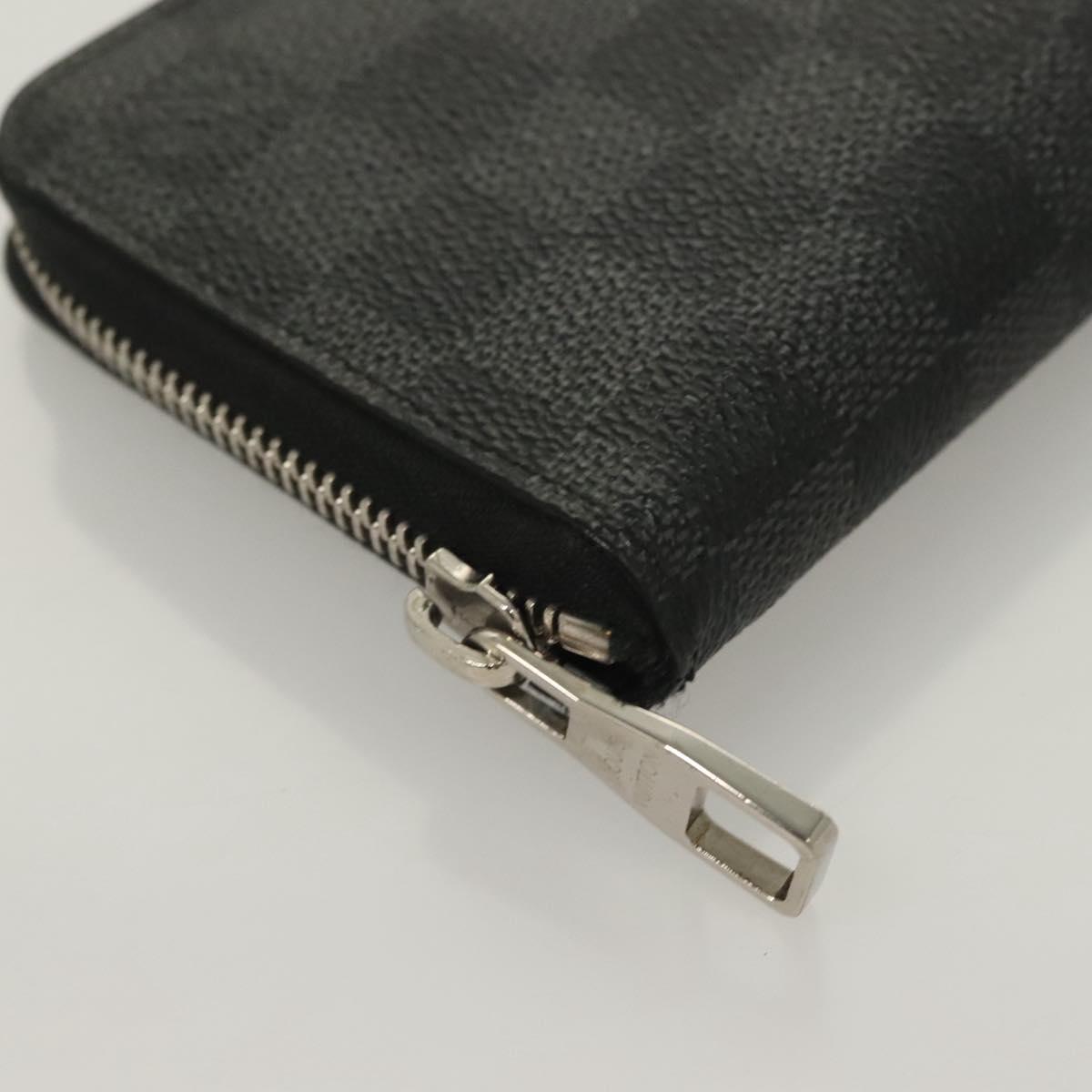 LOUIS VUITTON Damier Graphite Zippy Wallet Vertical N63095 LV Auth SW1050