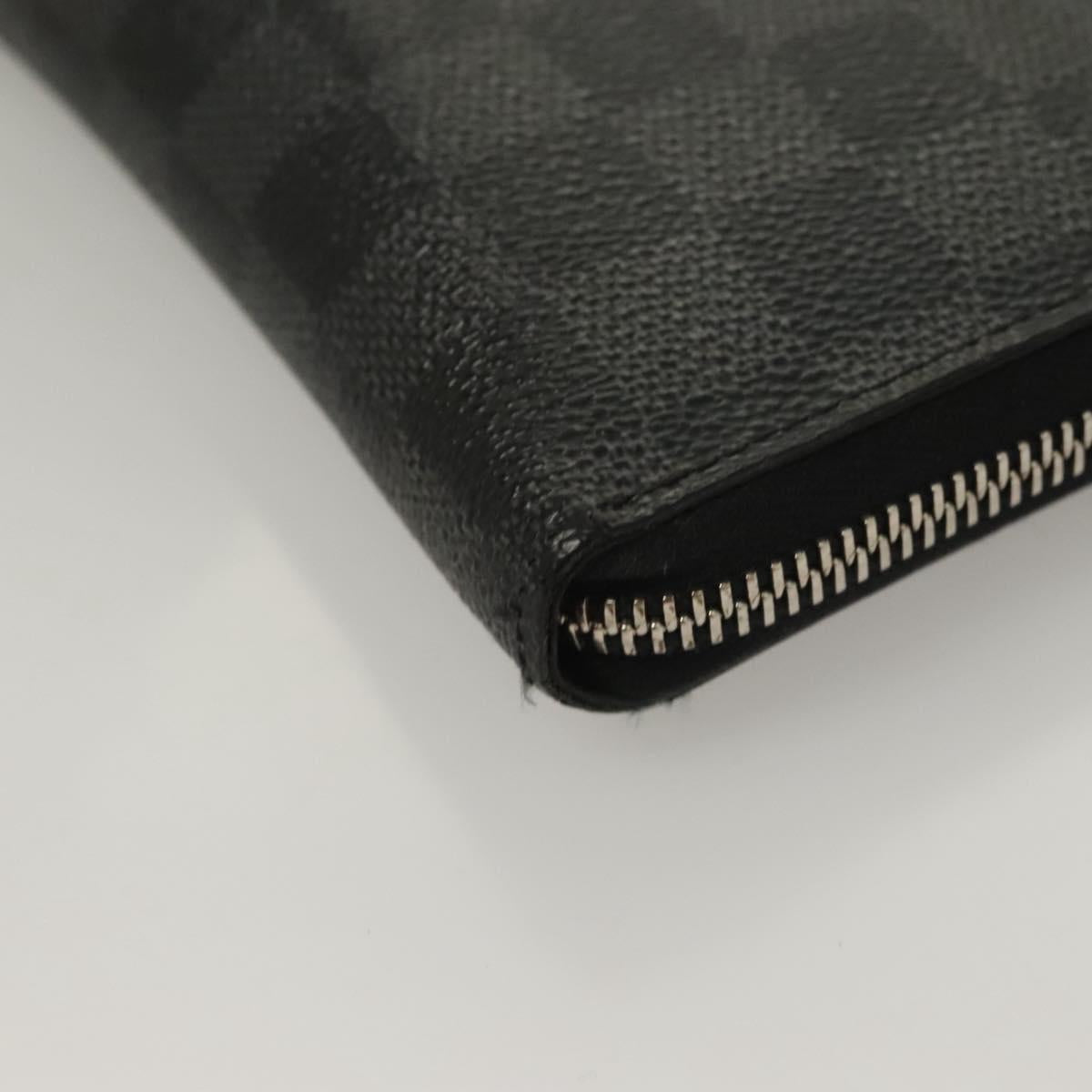 LOUIS VUITTON Damier Graphite Zippy Wallet Vertical N63095 LV Auth SW1050