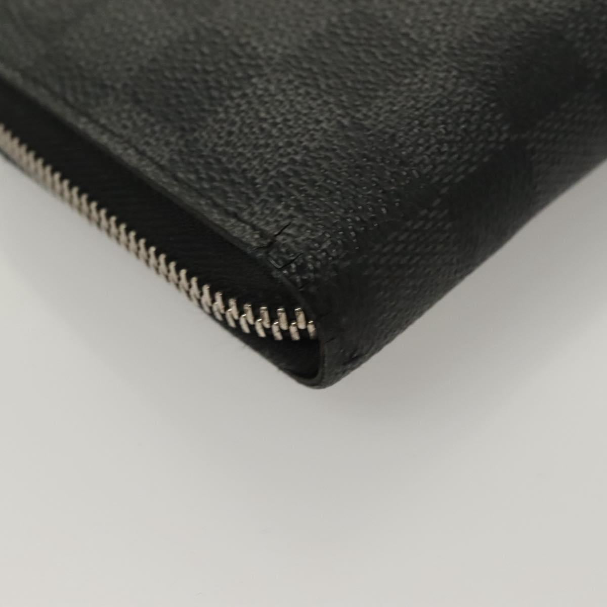 LOUIS VUITTON Damier Graphite Zippy Wallet Vertical N63095 LV Auth SW1050