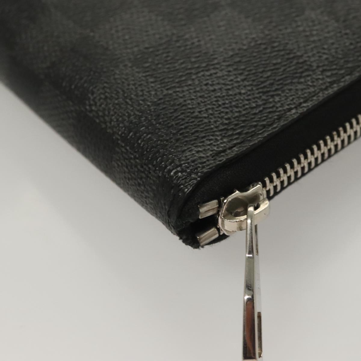 LOUIS VUITTON Damier Graphite Zippy Wallet Vertical N63095 LV Auth SW1050
