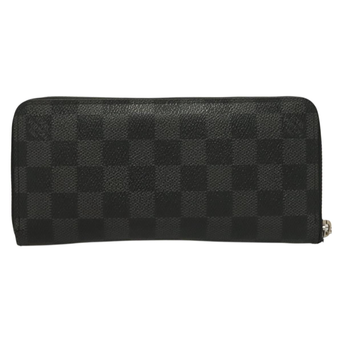 LOUIS VUITTON Damier Graphite Zippy Wallet Vertical N63095 LV Auth SW1050
