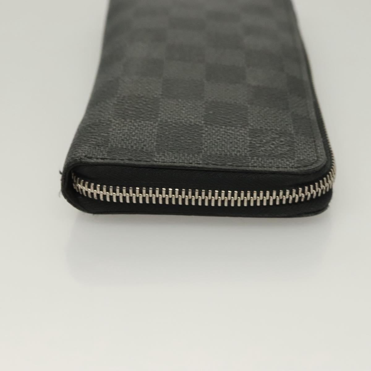 LOUIS VUITTON Damier Graphite Zippy Wallet Vertical N63095 LV Auth SW1050